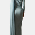 Mira – Draped Cape Ruched Maxi Dress