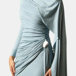 Mira – Draped Cape Ruched Maxi Dress