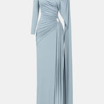 Mira – Draped Cape Ruched Maxi Dress