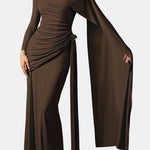 Mira – Draped Cape Ruched Maxi Dress