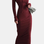 Miyah – Long Sleeve Hooded Long Dress