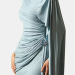 Nellie – Draped Long Sleeve Maxi Dress With Elegant Cape Detail