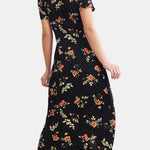 Neriah – Black V-Neck Floral Maxi Dress for Effortless Elegance