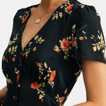 Neriah – Black V-Neck Floral Maxi Dress for Effortless Elegance