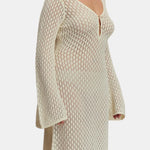Noor – Crochet Maxi Dress with Flared Sleeves and Open Back