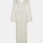 Noor – Crochet Maxi Dress with Flared Sleeves and Open Back