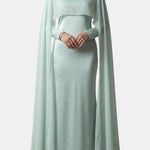 Noora – Cape Overlay Evening Gown