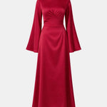 Noorina – Long Sleeve Ruched Satin Abaya