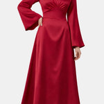 Noorina – Long Sleeve Ruched Satin Abaya