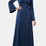 Noorina – Long Sleeve Ruched Satin Abaya