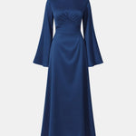 Noorina – Long Sleeve Ruched Satin Abaya