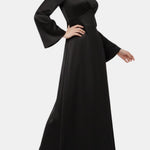 Noorina – Long Sleeve Ruched Satin Abaya