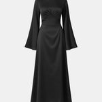 Noorina – Long Sleeve Ruched Satin Abaya
