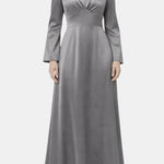 Noorina – Long Sleeve Ruched Satin Abaya