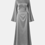 Noorina – Long Sleeve Ruched Satin Abaya