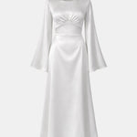 Noorina – Long Sleeve Ruched Satin Abaya