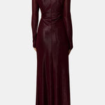 Nyomi – Twist-Knot Maxi Dress with Sculpted Drape in Burgundy