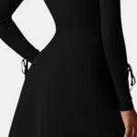 Orlena – Square Neck Split Long Sleeve Bodycon Mini Dress in Black