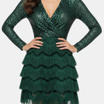 Pearl – Sequin Fringe Mini Dress with Wrap Neckline