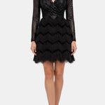 Pearl – Sequin Fringe Mini Dress with Wrap Neckline