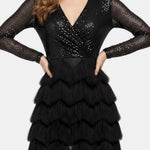 Pearl – Sequin Fringe Mini Dress with Wrap Neckline