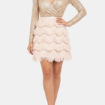 Pearl – Sequin Fringe Mini Dress with Wrap Neckline