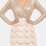 Pearl – Sequin Fringe Mini Dress with Wrap Neckline