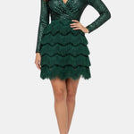 Pearl – Sequin Fringe Mini Dress with Wrap Neckline