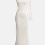 Rachel – Asymmetrical Twist Knot Mermaid Maxi Dress