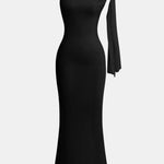 Rachel – Asymmetrical Twist Knot Mermaid Maxi Dress