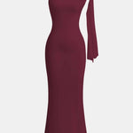 Rachel – Asymmetrical Twist Knot Mermaid Maxi Dress
