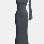 Rachel – Asymmetrical Twist Knot Mermaid Maxi Dress