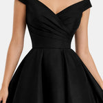 Rania – Wrap V-Neck Sleeveless Wedding Guest Dress in Black