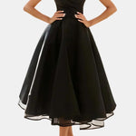 Rania – Wrap V-Neck Sleeveless Wedding Guest Dress in Black