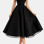 Rania – Wrap V-Neck Sleeveless Wedding Guest Dress in Black