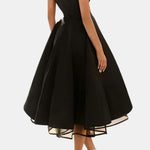 Rania – Wrap V-Neck Sleeveless Wedding Guest Dress in Black