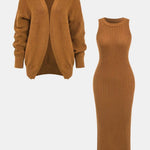 Reese – Ribbed Knit Dress and Cardigan Set