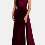 Remy – Strapless Merlot Maxi Dress with Sculpted Silhouette