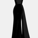 Remy – Strapless Merlot Maxi Dress with Sculpted Silhouette