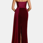 Remy – Strapless Merlot Maxi Dress with Sculpted Silhouette