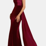 Remy – Strapless Merlot Maxi Dress with Sculpted Silhouette