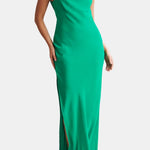 Rivka – Satin Maxi Dress with Draped Back and Elegant Split