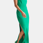 Rivka – Satin Maxi Dress with Draped Back and Elegant Split