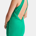 Rivka – Satin Maxi Dress with Draped Back and Elegant Split