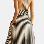 Rossana – Striped Halter Backless Dress in Black & White