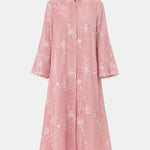 Safiyae – Embroidered Mandarin Collar Abaya in English Rose