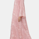 Safiyae – Embroidered Mandarin Collar Abaya in English Rose