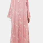 Safiyae – Embroidered Mandarin Collar Abaya in English Rose