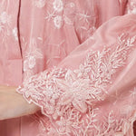 Safiyae – Embroidered Mandarin Collar Abaya in English Rose