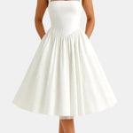 Samira – Elegant Halter Neck Midi Dress with Flared Skirt